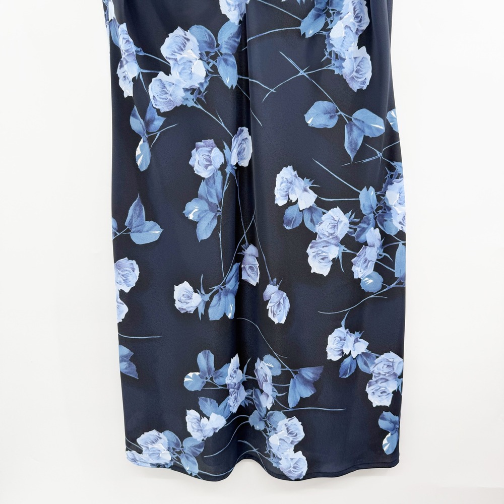 Vintage 90's Floral Sleeveless Midi Dress in Blue Size Large - Picture 5 of 7